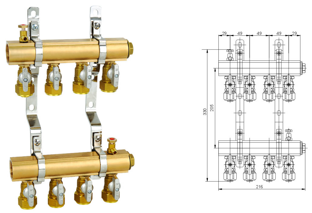 JT1640 黄铜分集水器