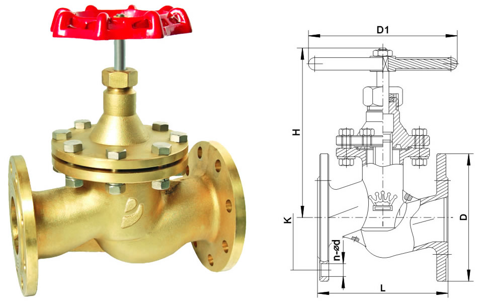 JT1590 黄铜法兰截止阀