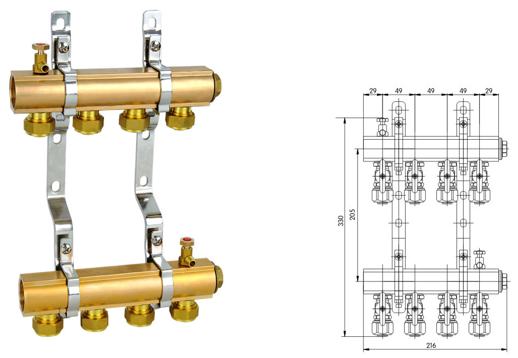JT1630 黄铜分集水器