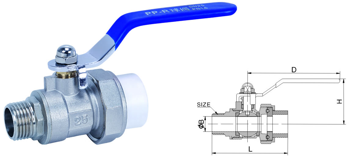 JT1170 单接外丝PP-R球阀