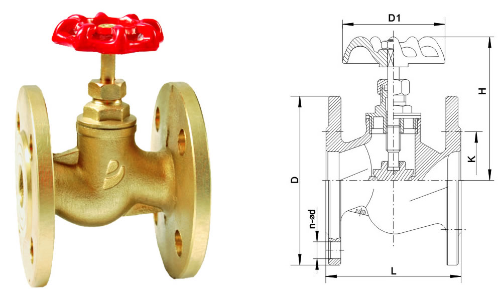 JT1580 黄铜法兰截止阀